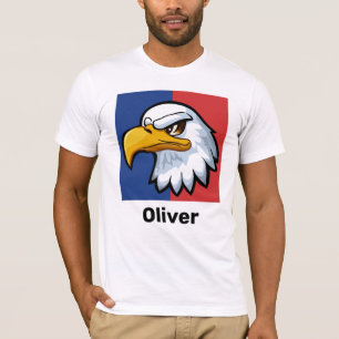Persoonlijke Cartoon Adelaar met Patriottische Uit T-shirt