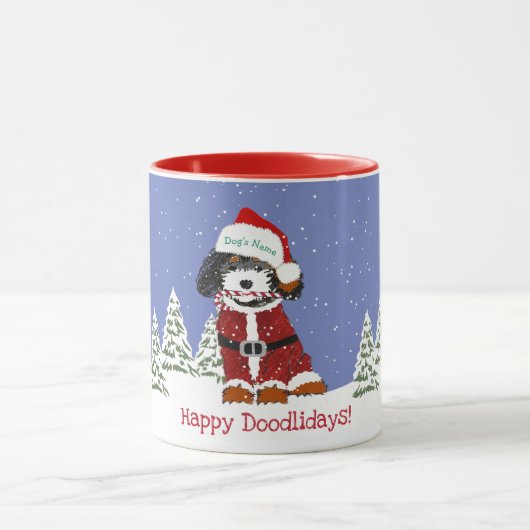 Persoonlijke Cartoon Bernedoodle Santa Dog Mok (Midden)