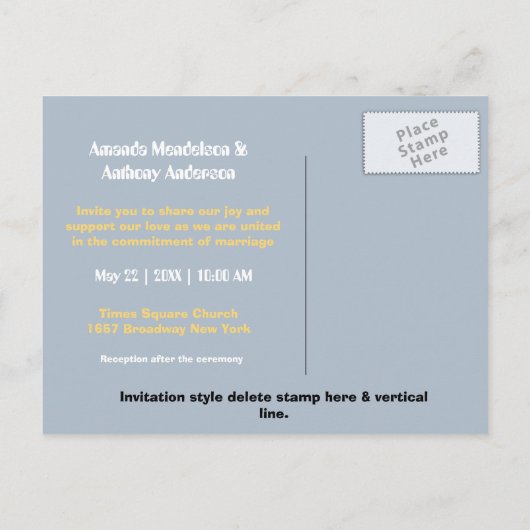 Persoonlijke cartoon bruid en bruidegom uitnodiging briefkaart (Achterkant)