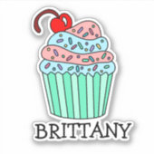 Persoonlijke Cartoon Cupcake en naam Sticker (Voorkant)