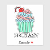 Persoonlijke Cartoon Cupcake en naam Sticker (Vel)