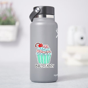 Persoonlijke Cartoon Cupcake en naam Sticker