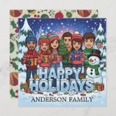 Persoonlijke Cartoon Familie Kerstkaart (Voorkant / Achterkant)