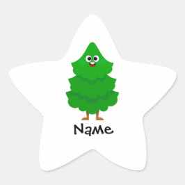 Persoonlijke Cartoon Kerstboom Kindersticker Ster Sticker