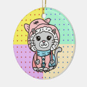 Persoonlijke Cartoon keukenkat in het Pet van de w Keramisch Ornament (Links)