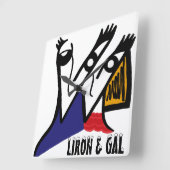 Persoonlijke Cartoon Koppel Vierkante Wandklok (Hoek)