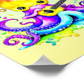 Persoonlijke Cartoon Octopus die Gitaar Speelt  P Poster (Hoek)