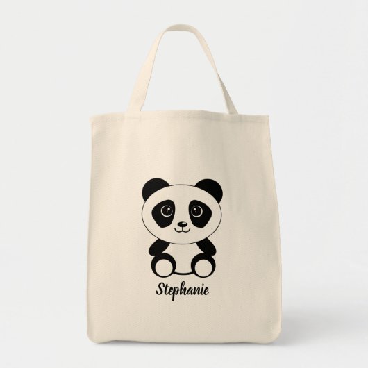 Persoonlijke Cartoon Panda Beer Tote Bag (Voorkant)