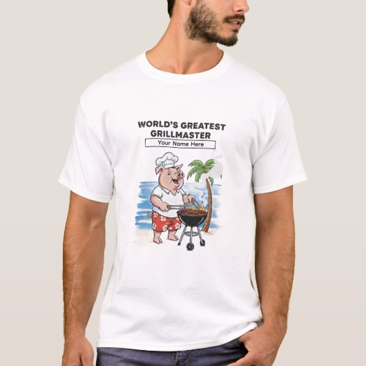 Persoonlijke Cartoon van de Grootste Grillmaster t T-shirt (Voorkant)