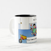 Persoonlijke Cartoon voor kleine jongen Tweekleurige Koffiemok (Voorkant links)