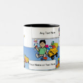 Persoonlijke Cartoon voor kleine jongen Tweekleurige Koffiemok (Center)