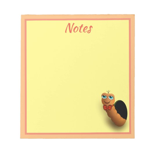 Persoonlijke Cartoon Worm Notitieblok (Voorkant)