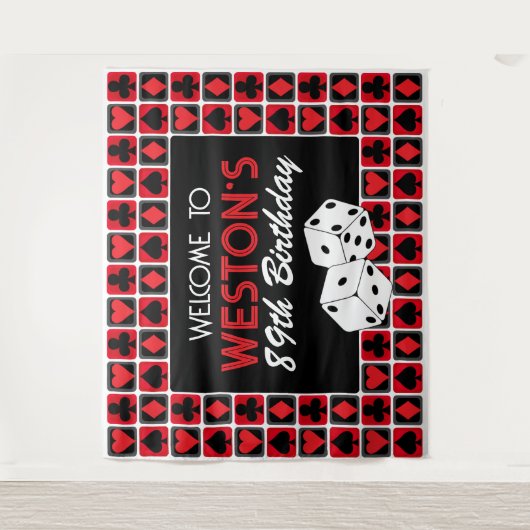 Persoonlijke Casino Poker Feest Achtergrond Tapijt Wandkleed (Voorkant)
