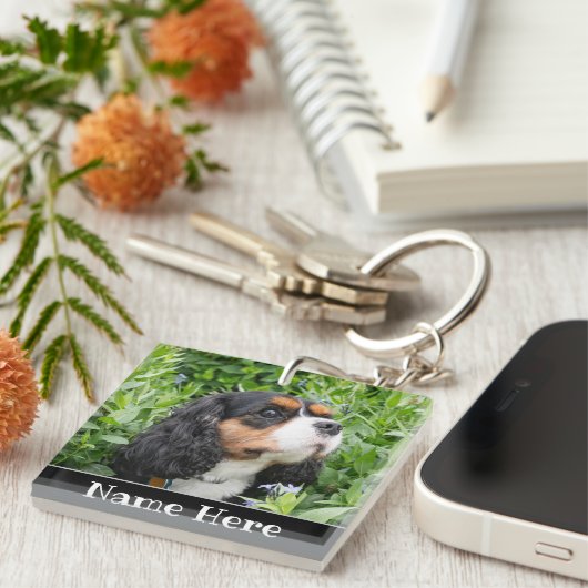 Persoonlijke Cavalier King Charles Spaniel Dog Sleutelhanger (Voorkant Rechts)