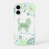Persoonlijke Cavalier - Mintgroene Bloemen iPhone 16 Hoesje (Achterkant)