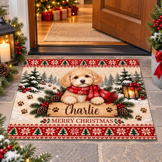 Persoonlijke Cavapoo Kerstmat Deurmat