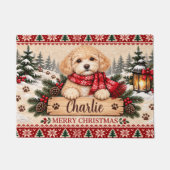Persoonlijke Cavapoo Kerstmat Deurmat (Voorkant)