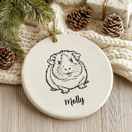 Persoonlijke Cavia Kerstmis Keramisch Ornament