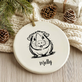 Persoonlijke Cavia Kerstmis Keramisch Ornament