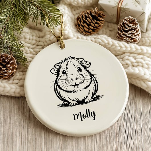 Persoonlijke Cavia Kerstmis Keramisch Ornament