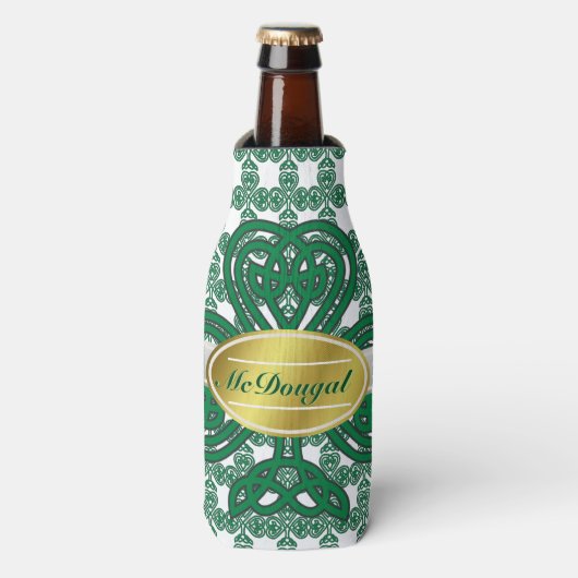 Persoonlijke Celtic Shamrock Scroll Flesjeskoeler (Fles Voorkant)