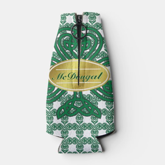 Persoonlijke Celtic Shamrock Scroll Flesjeskoeler (Achterkant)