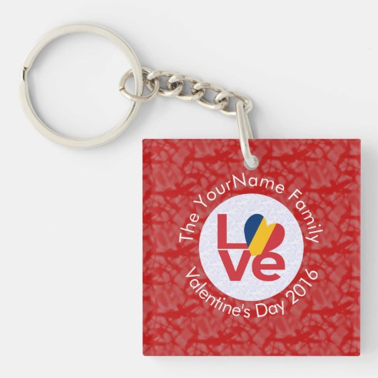 Persoonlijke Chad Red LOVE Vlag Sleutelhanger (Voorkant)
