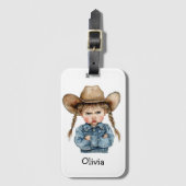 Persoonlijke Chagrijnige Cowgirl in Denim Jas Bagagelabel (Voorkant (verticaal))
