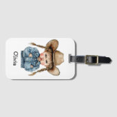 Persoonlijke Chagrijnige Cowgirl in Denim Jas Bagagelabel (Voorkant (horizontaal))