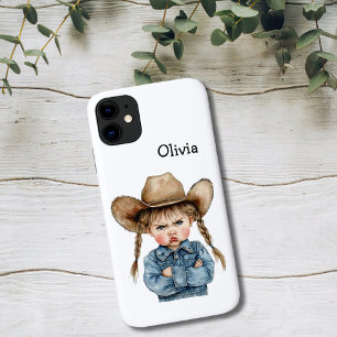Persoonlijke Chagrijnige Cowgirl in Denim Jas Case-Mate iPhone Case