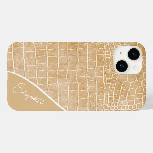 Persoonlijke champagne Beige Crocodile Case-Mate iPhone Case (Achterkant (horizontaal))