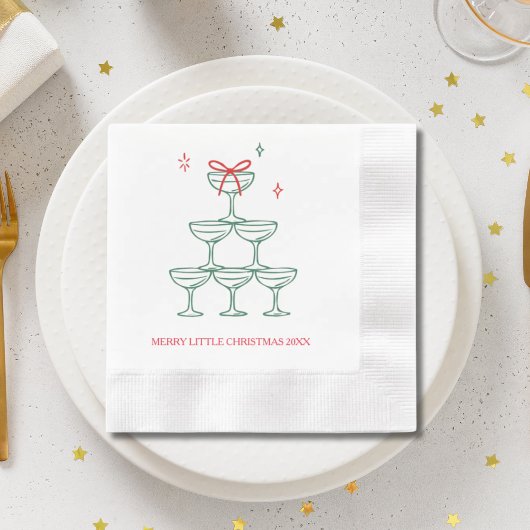 Persoonlijke Champagne Retro Kerst Cocktail Servet