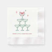 Persoonlijke Champagne Retro Kerst Cocktail Servet (Voorkant)