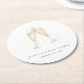 Persoonlijke Champagne Toast Bruidsdouche Ronde Kartonnen Onderzetter (Gebogen)
