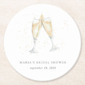 Persoonlijke Champagne Toast Bruidsdouche Ronde Kartonnen Onderzetter (Voorkant)