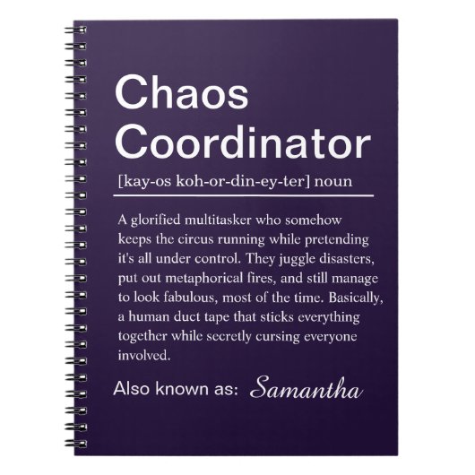 Persoonlijke Chaos Coördinator Definitie Notitieboek (Voorkant)