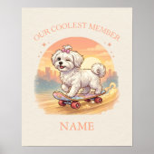 Persoonlijke charmante Maltezer puppy roze strik m Poster (Voorkant)