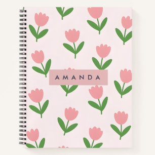 Persoonlijke Charmante Roze Tulp Bloemstuk Notitieboek