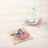 Persoonlijke Charmante Waterverf Roze Bloem Chic Kartonnen Onderzetters (Insitu)