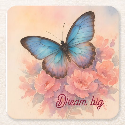 Persoonlijke Charmante Waterverf Roze Bloem Chic Kartonnen Onderzetters (Voorkant)