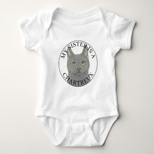 Persoonlijke Chartreux Kat Grotere Zus Romper (Voorkant)