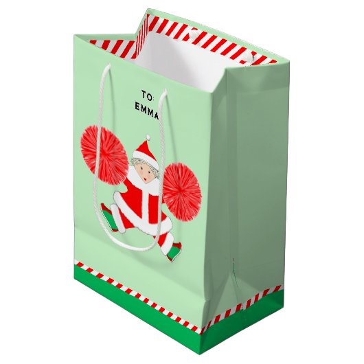 Persoonlijke Cheerleader Kerstmis Medium Cadeauzakje (Voorkant Gekanteld)
