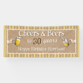 Persoonlijke Cheers & Beers Verjaardagsbanner Spandoek (Horizontaal)