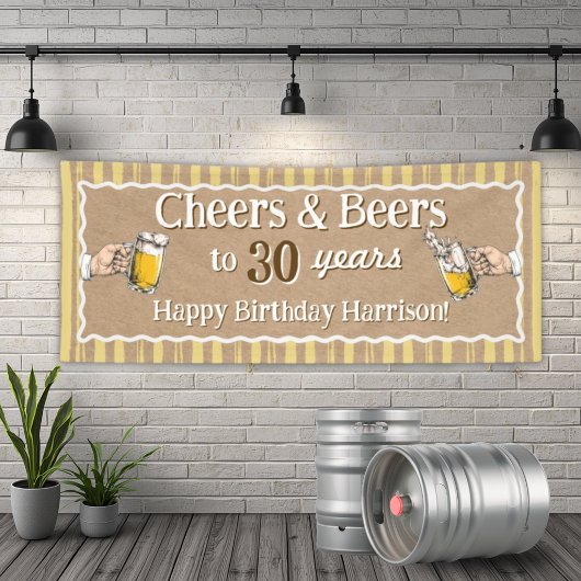 Persoonlijke Cheers & Beers Verjaardagsbanner Spandoek