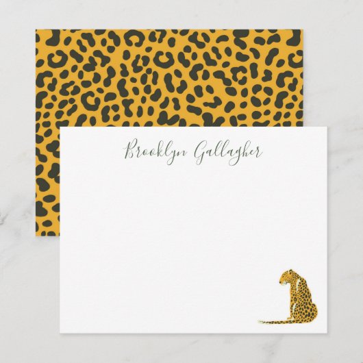 Persoonlijke Cheetah-briefkaart Notitiekaartje (Voorkant / Achterkant)