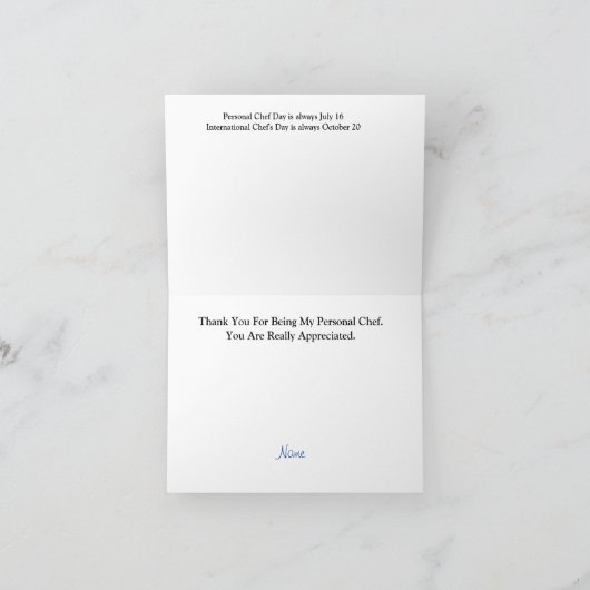 Persoonlijke Chef Appreciation Day Kaart (Binnen)
