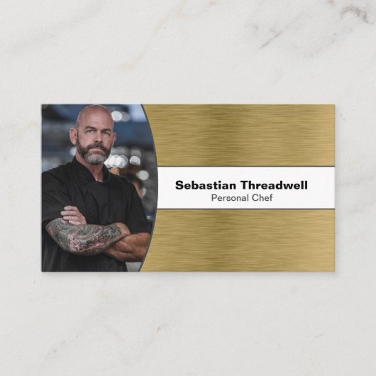 Persoonlijke Chef Borgepenseld Brass Custom Photo  Visitekaartje (Voorkant)