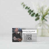 Persoonlijke Chef Borstelstaal Aangepaste foto QR- Visitekaartje (Staand voorkant)