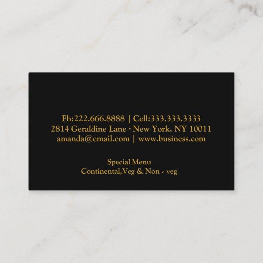 Persoonlijke Chef Catering Kitchen Silver Utiers Visitekaartje (Achterkant)