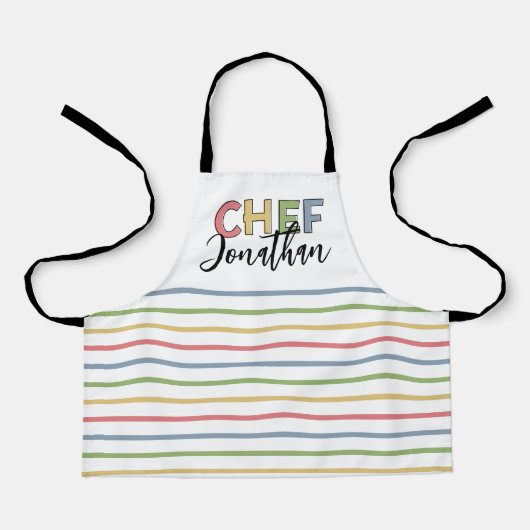 Persoonlijke Chef Colorful Stripes Cute Gift Schort (Voorkant)